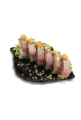 California maki - Gold – Tuńczyk, warzywa, ostry majonez, owinięte opalanym tuńczykiem